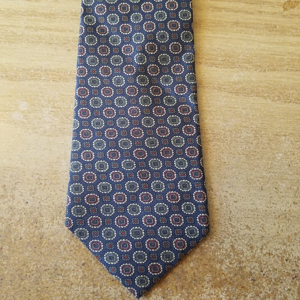 Brownstone Men's Silk Necktie Tie Gray with Multicolor Geometric